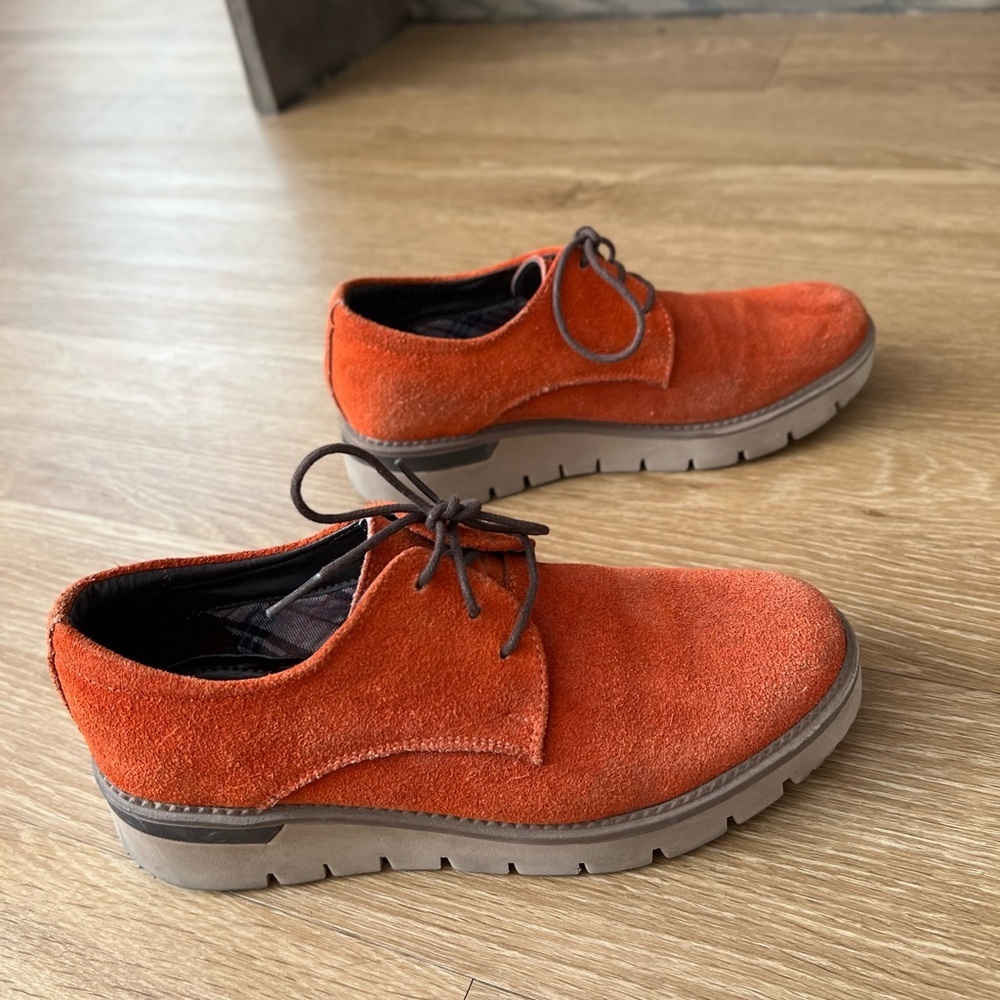 Women Burnt Orange Suede Lace-Up Shoes – Size 7 – Stylish & Bold - Picture 6 of 7